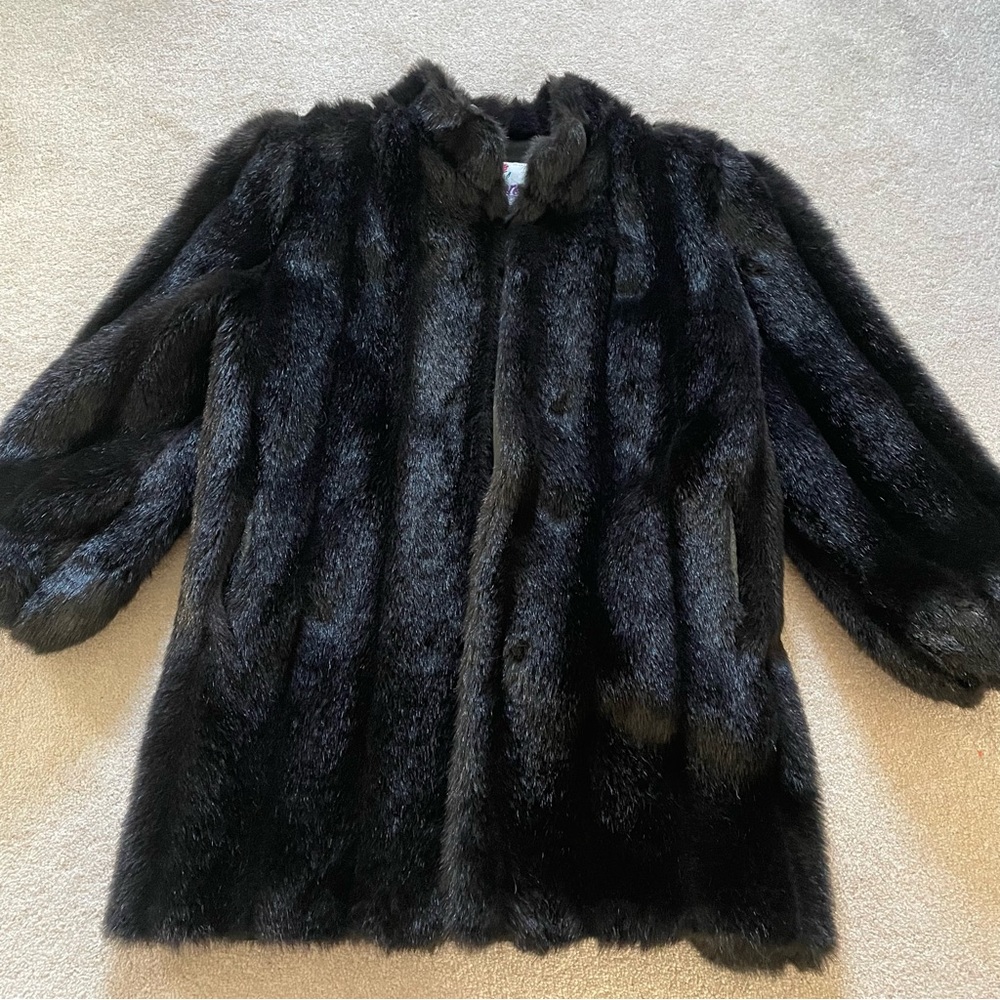 Vintage black Faux fur coat Monterey Fashions size 8